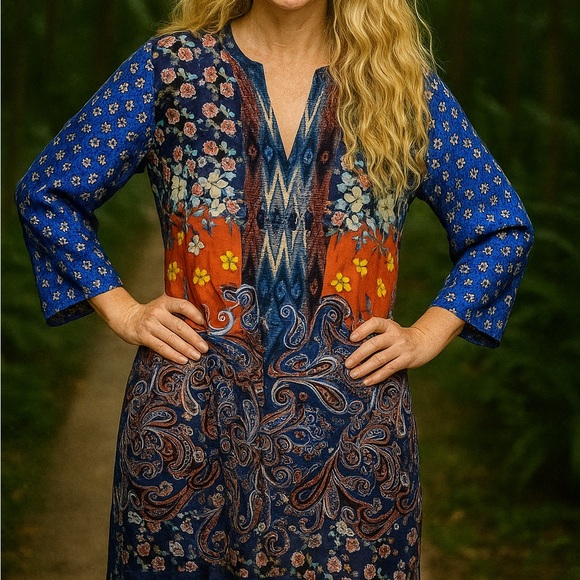 Johnny Was Lunamo Mandy  silk dress NWT RARE - Picture 8 of 14